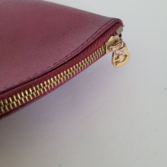 C Wonder Purple Red Stripe Clutch Zip Pouch Faux Leather Vegan Large Bag - Picture 6 of 9